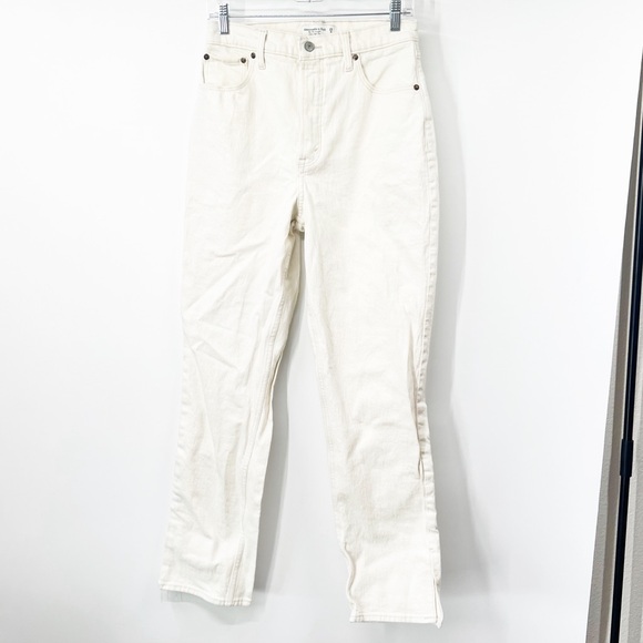 Abercrombie & Fitch Curve Love ‘90s Straight Jeans Ultra High Rise Ankle Slits - Picture 1 of 8